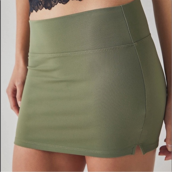 Free People Green Micro Mini Half Slip Skirt - Picture 2 of 9